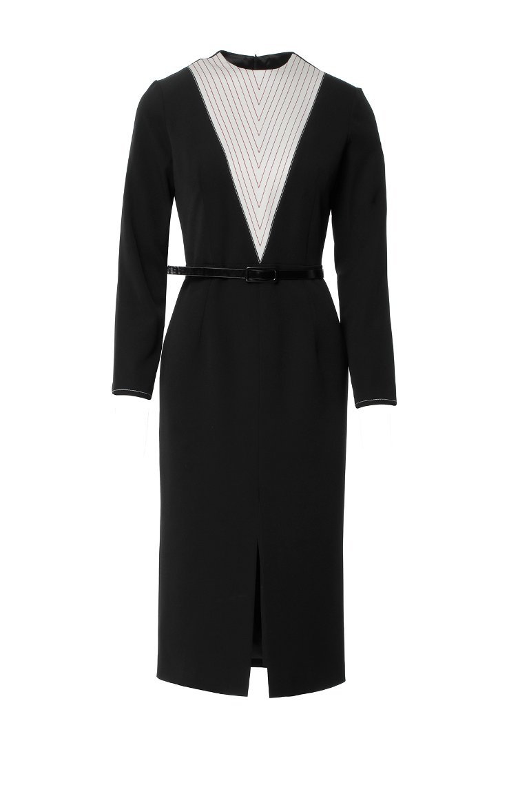 4G CLASSIC - فستان متوسط الطول أسود منقوش