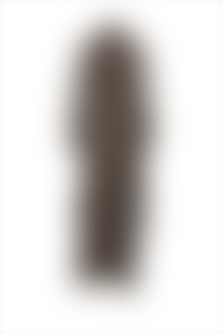 Leopar Desenli Kahverengi Şifon Fırfırlı Uzun Elbise