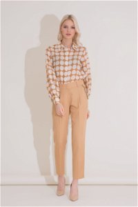 GIZIA - Pocket Embroidery Detail Tencel Carrot Trousers