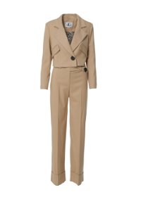 4G CLASSIC - Crop Jacket and Palazzo Pants Brown Suit