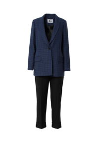 4G CLASSIC - Single-Button Plaid Jacket and Pants Blue Suit