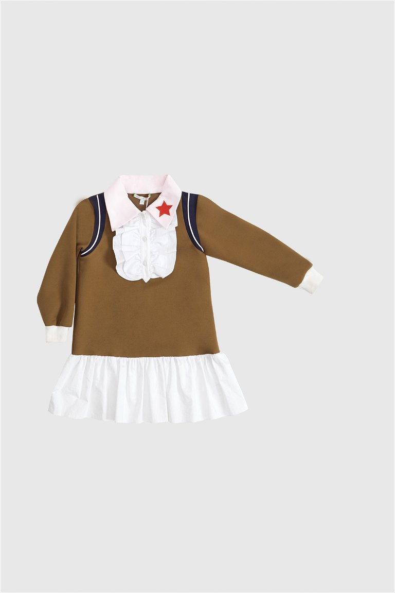 MANI MANI KIDS - Applique Detailed Shirt Collar Dress