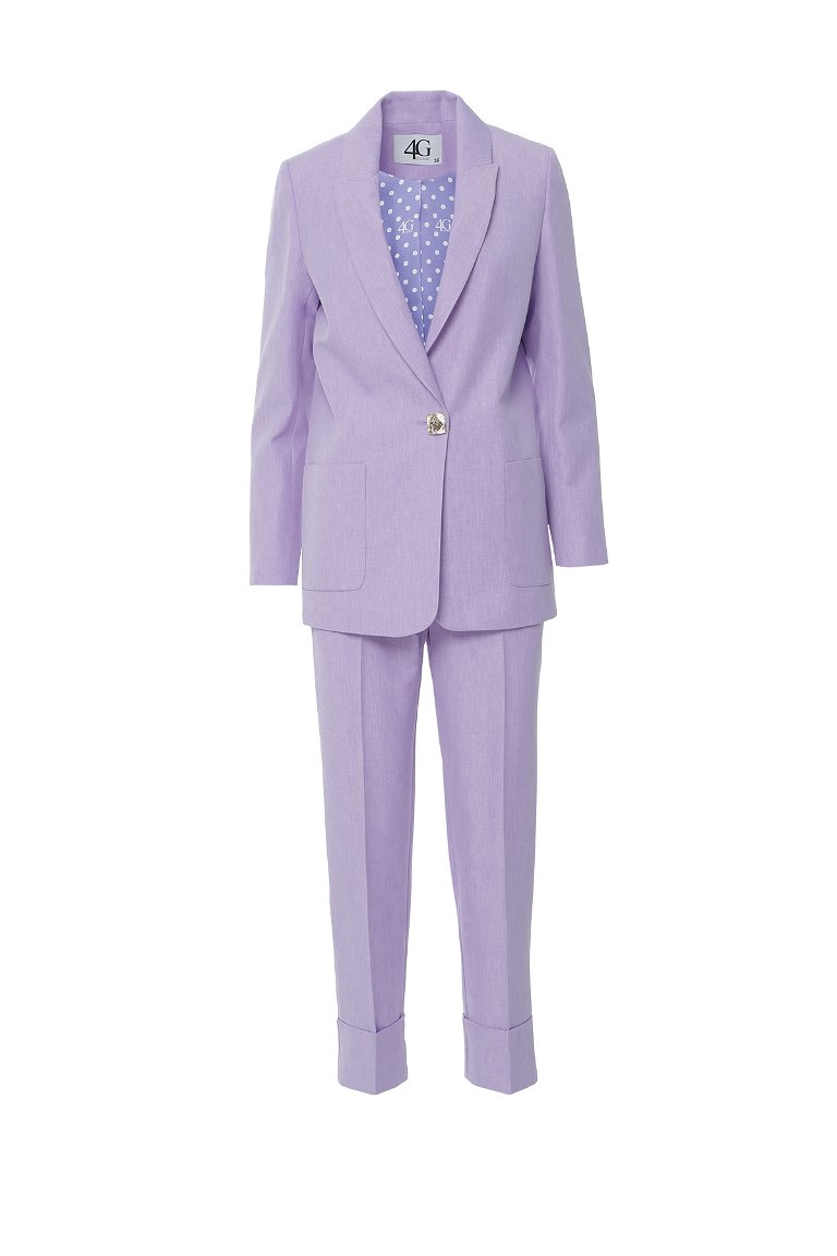 4G CLASSIC - Big Metal Buttoned Double Turn Ups Lilac Suit