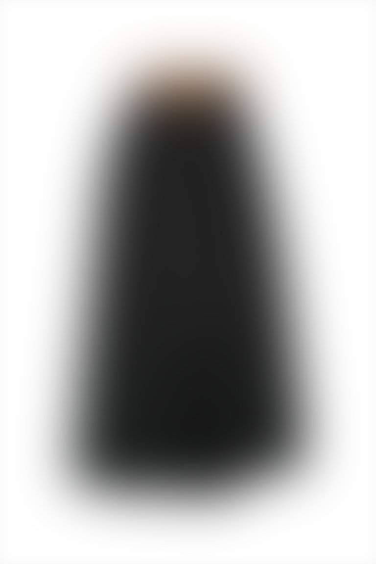 KIWE - Önü Düğmeli Deri Kemerli Volanlı Siyah Etek