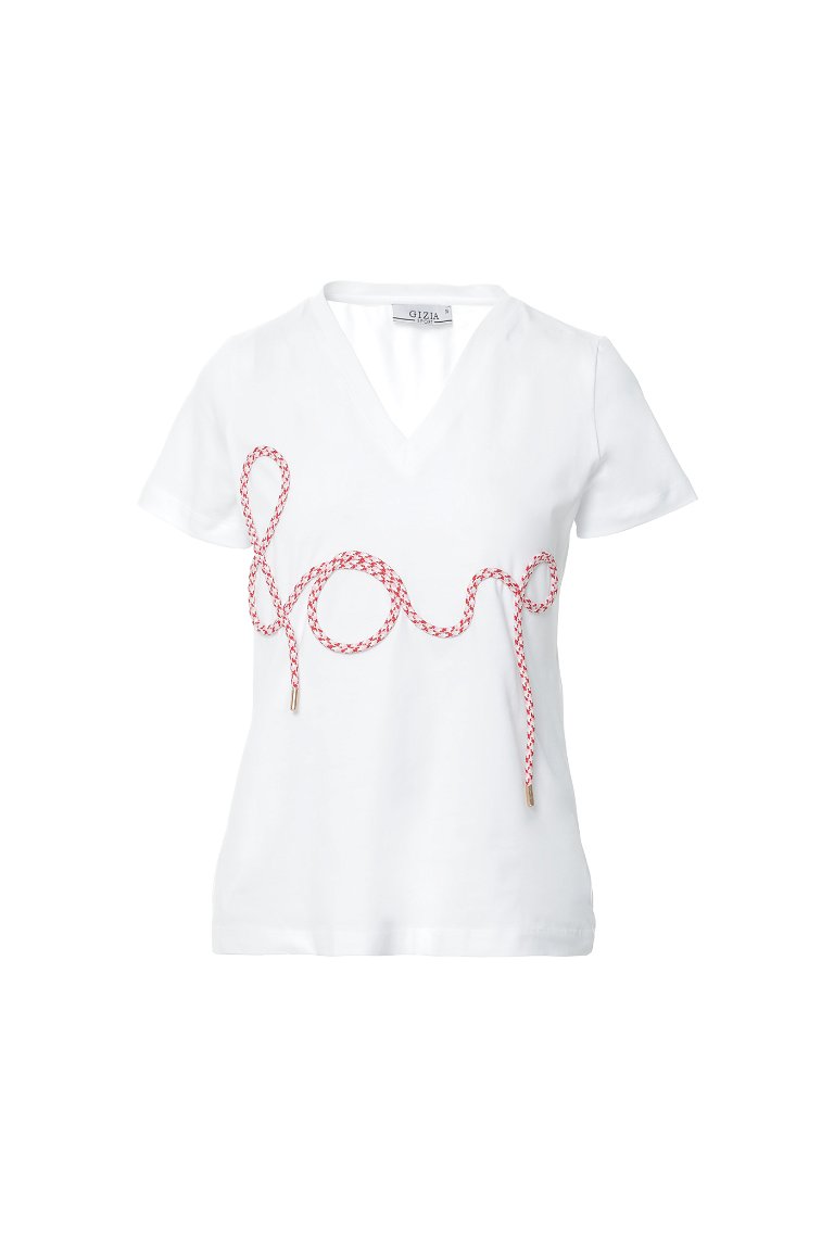 GIZIA SPORT - White Tshirt With Lettering Detail
