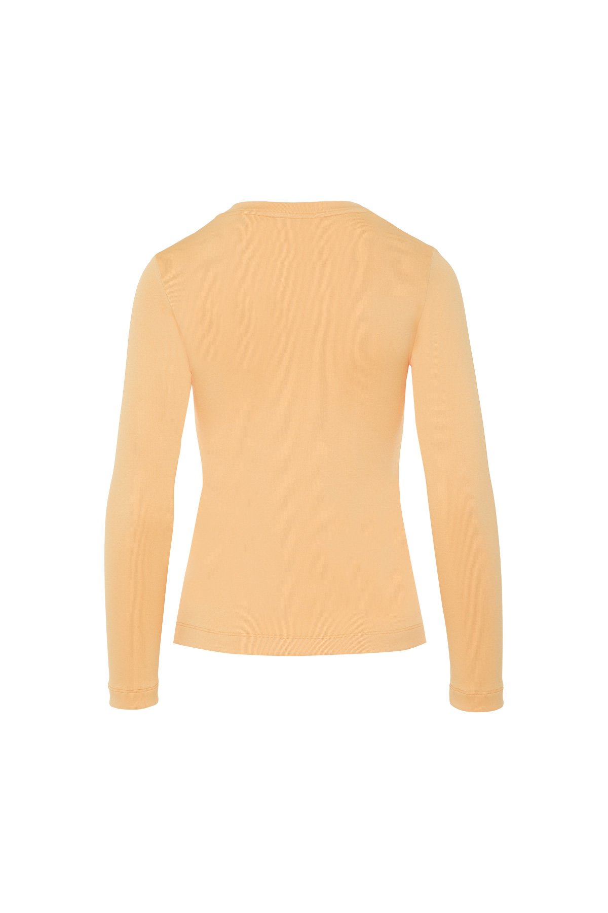 Yakası İşleme Detaylı Uzun Kollu Basic Somon Rengi Tshirt