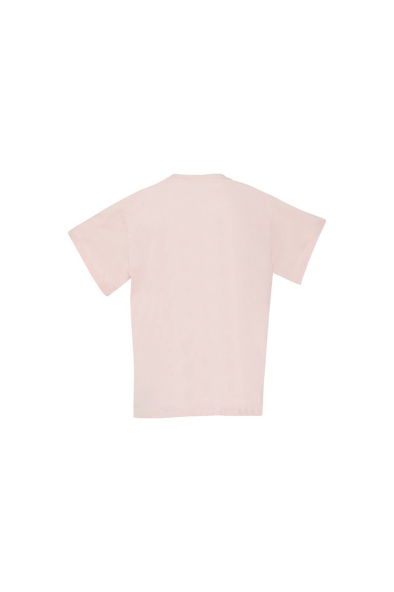 GIZIA SPORT - Star Detail Turtleneck Short Sleeve Pink Tshirt