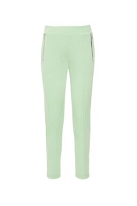 GIZIA SPORT - Rubber Waisted Green Trousers With Metal Zipper Detail 
