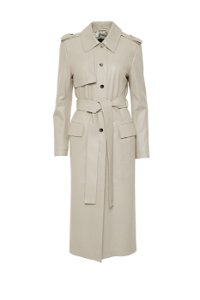 GIZIA - Belted Beige Leather Trench Coat
