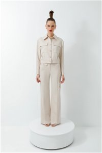 4G CLASSIC - Beige Suit With Pocket Detailed Jacket and Trousers