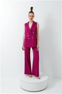 4G CLASSIC - Pink Women's Suit with Gold Detail Casual Cut Vest and Trousers