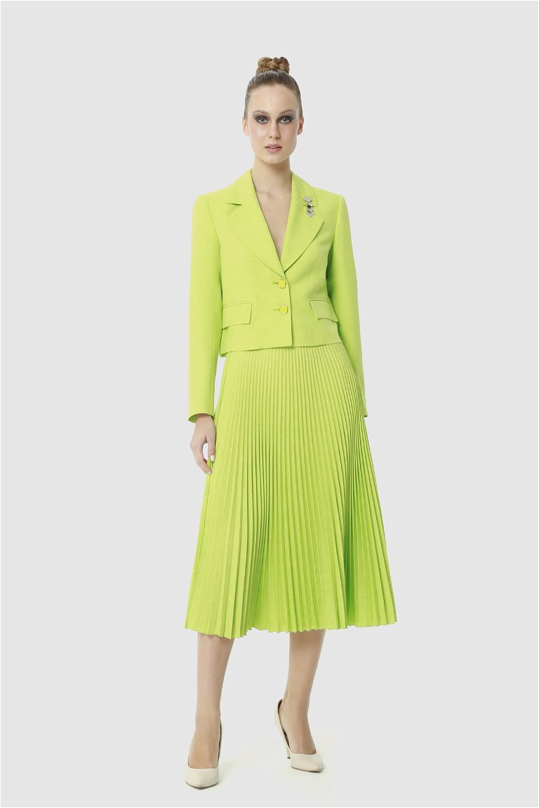4G CLASSIC - Pleated Short Jacket and Skirt Green Suit