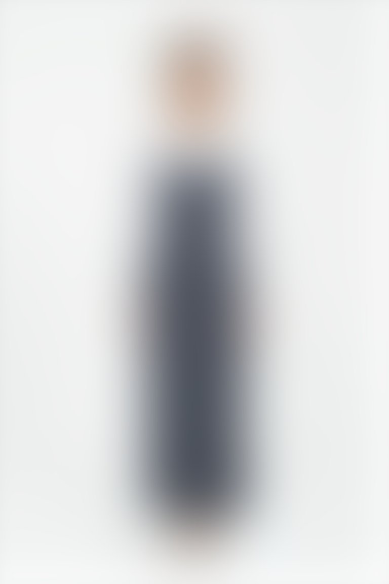 KIWE - Fermuar Detaylı Uzun Çizgili Lacivert Streç Elbise