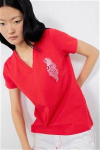 GIZIA - Embroidery Detailed Red Tshirt 