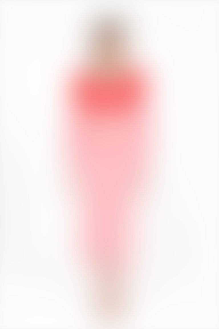 KIWE - Midi Length Pink Poplin Dress With V-Neck Lettering Pattern