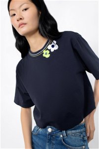 GIZIA - Blue Tshirt with Ribband Collar