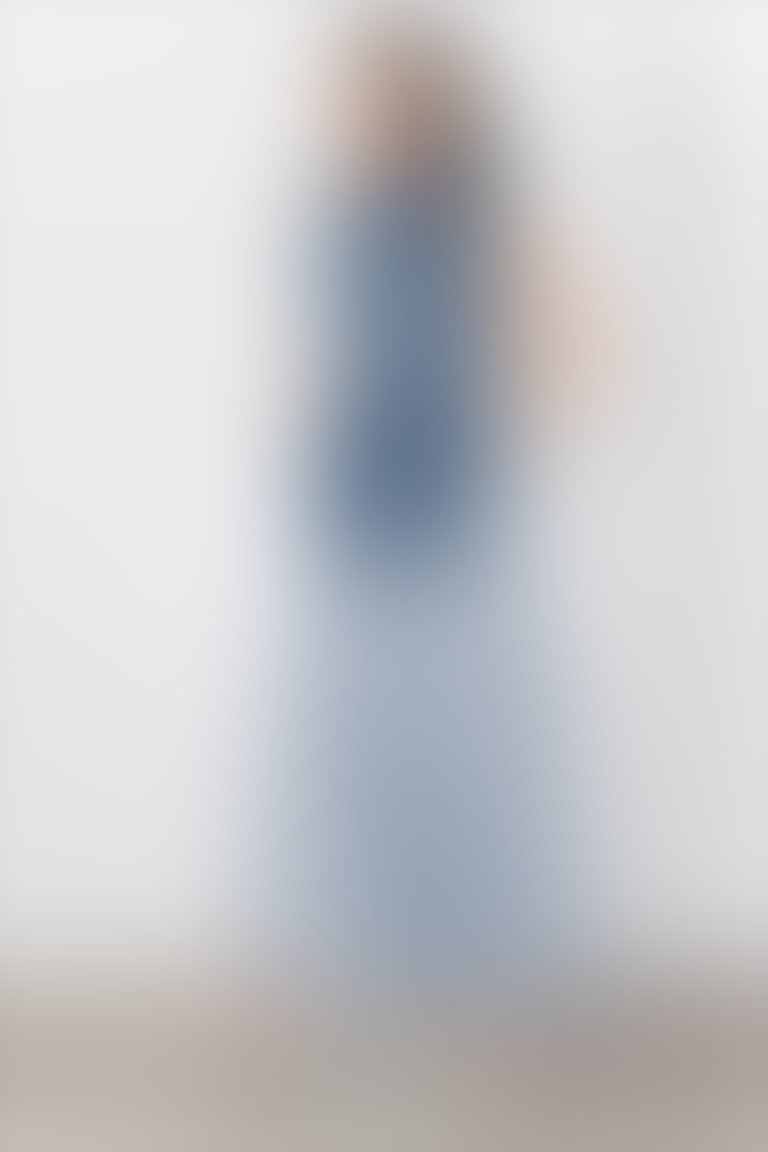 Apolet Detaylı Beyaz Düğmeli Lacivert Jean Elbise