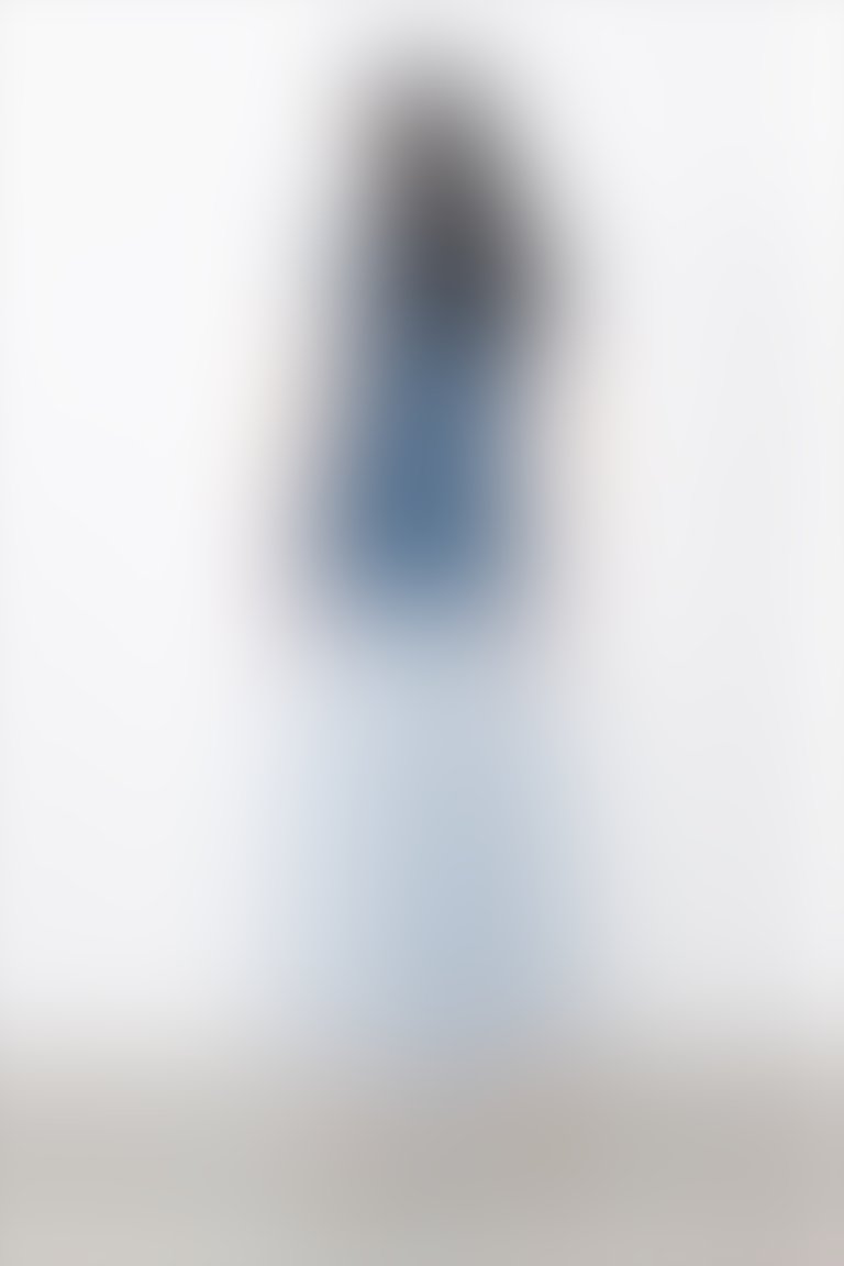 Apolet Detaylı Beyaz Düğmeli Lacivert Jean Elbise