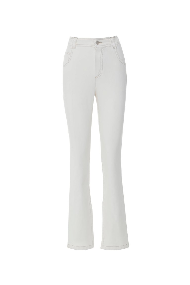 GIZIA - White Jeans with Lace Pockets With Slits On The Legs