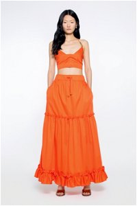 GIZIA SPORT - Orange Crop Blouse With Bead Detail At The Neck With Zipper At The Back 