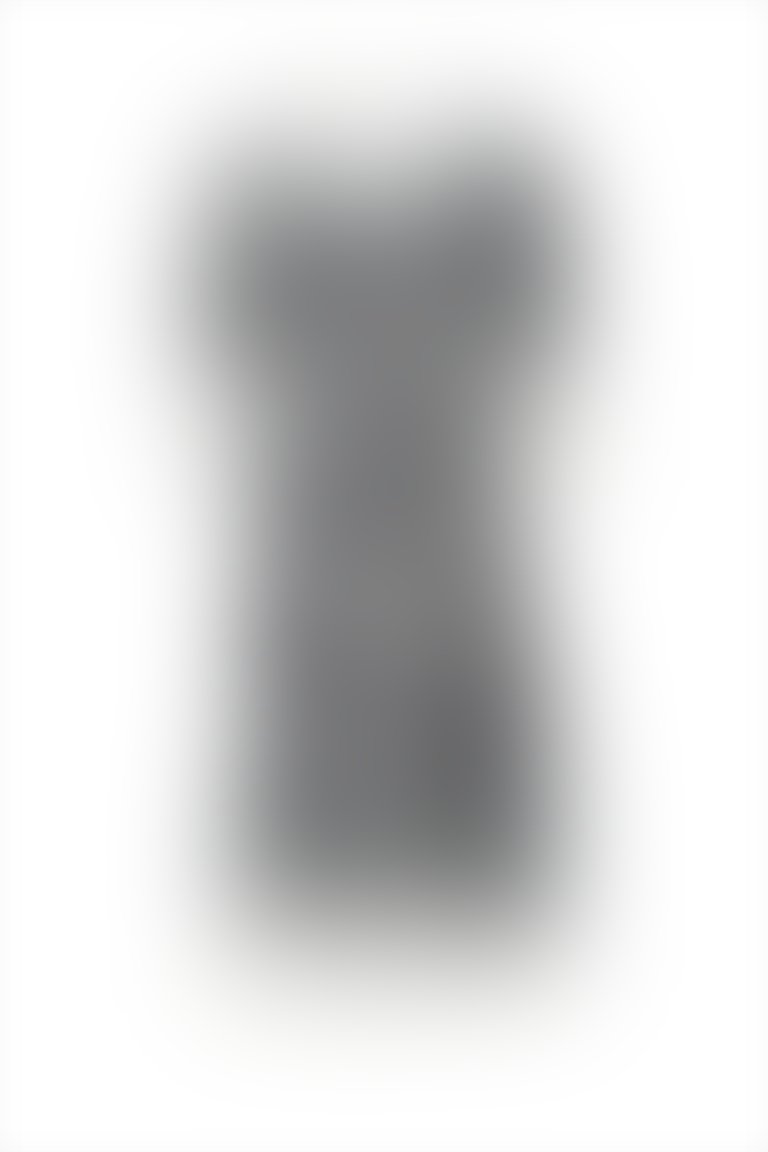 Yaka Detaylı Manşet Yırtmaçlı Çiçekli Midi Lacivert Elbise