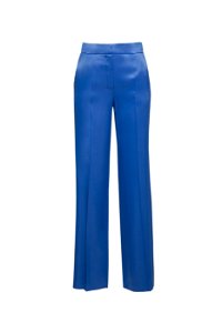 4G CLASSIC - Comfortable Cut Wide Leg Shinny Satin Blue Trousers 