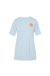GIZIA SPORT - Applique Embroidery Detailed Basic Blue Tshirt 