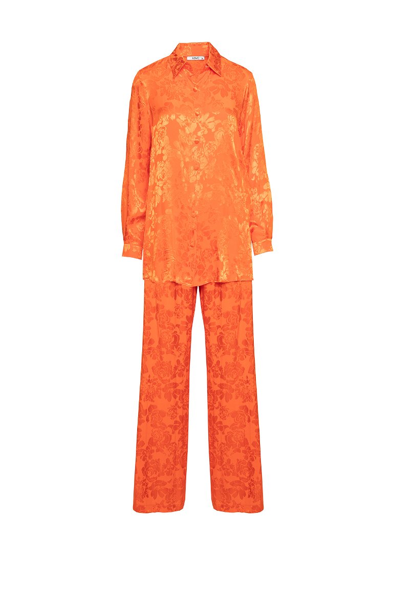 KIWE - Orange Suit with Jacquard Drape