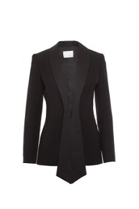 GIZIA - Black Jacket with Collar Detail and Hook Closure