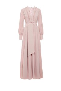 GIZIA - Embroidered Pleated Pink Dress With Collar Detail