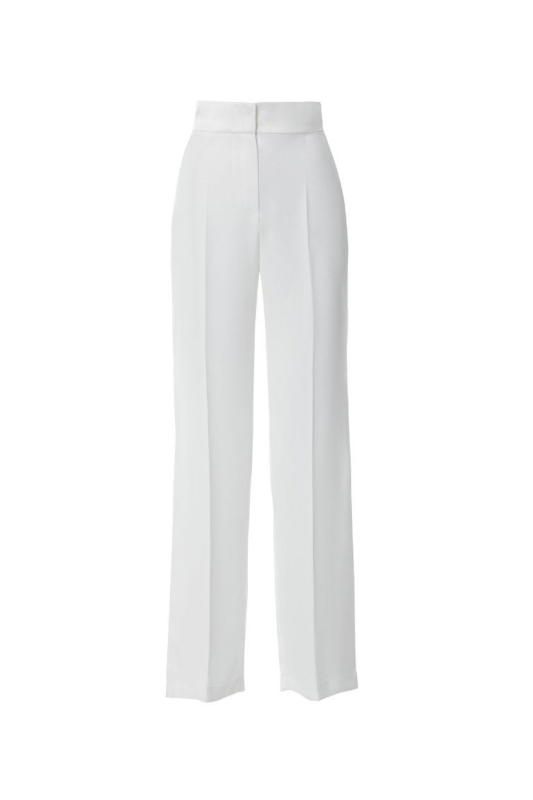 GIZIA - Ecru Trousers with Pleated Detailed Logo