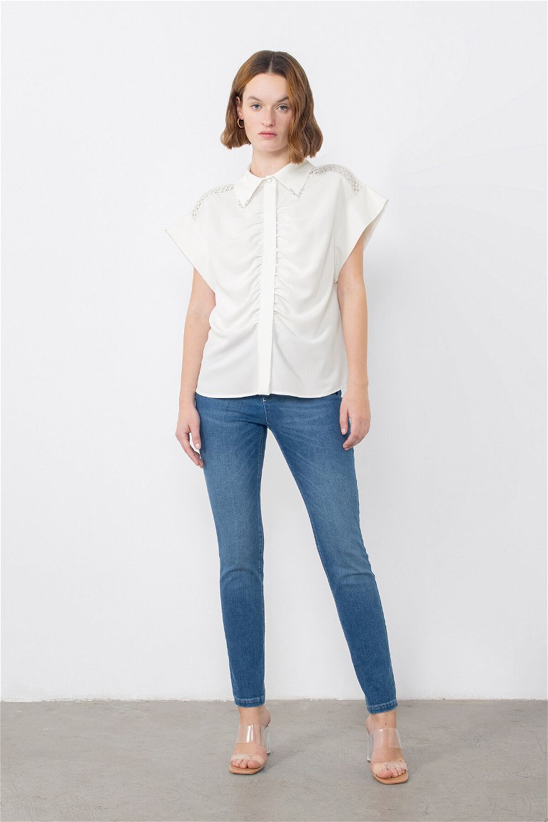 GIZIA - Ecru Shirt With Shoulder Stripe Accessories