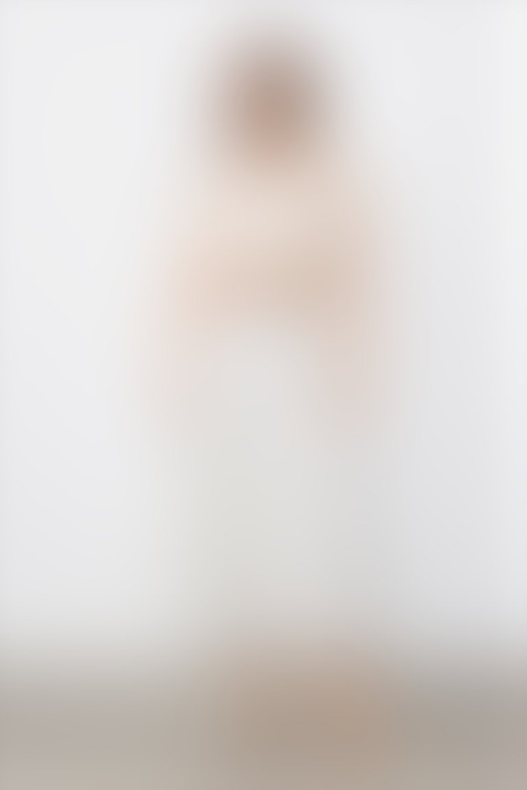 GIZIA - فستان أبيض مزين بطيات في الأمام