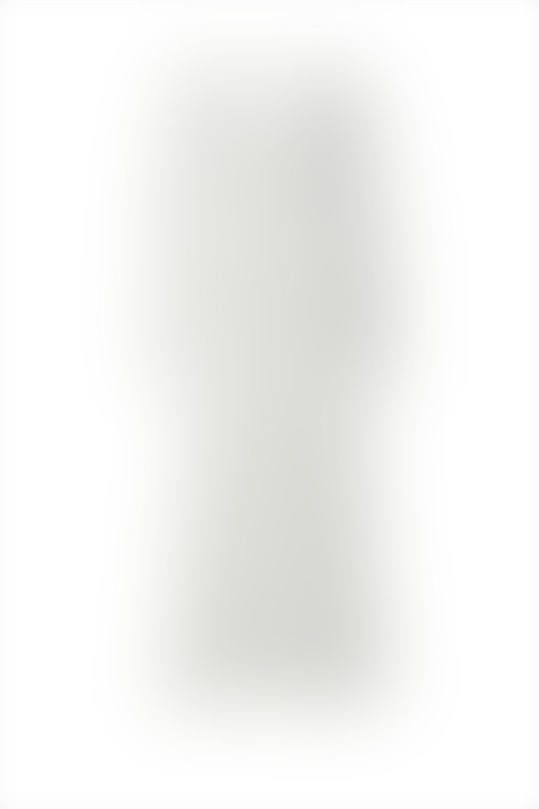 Volan Detaylı Şerit Aksesuarlı Uzun Ekru Elbise