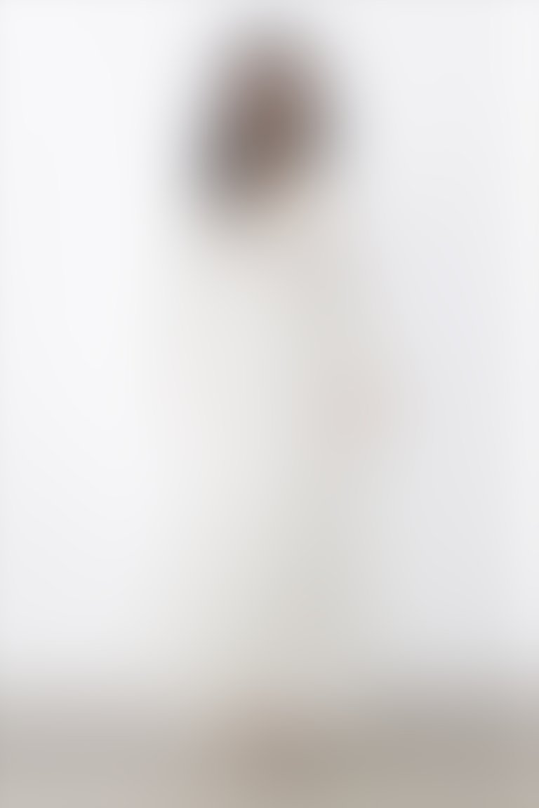 GIZIA - Volan Detaylı Şerit Aksesuarlı Ekru Elbise