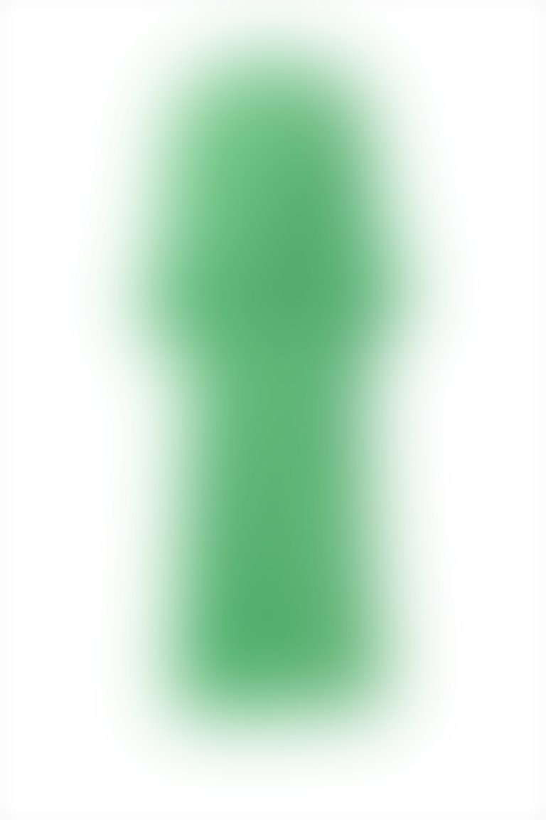 Volan Detaylı Büzgülü Yeşil Uzun Elbise