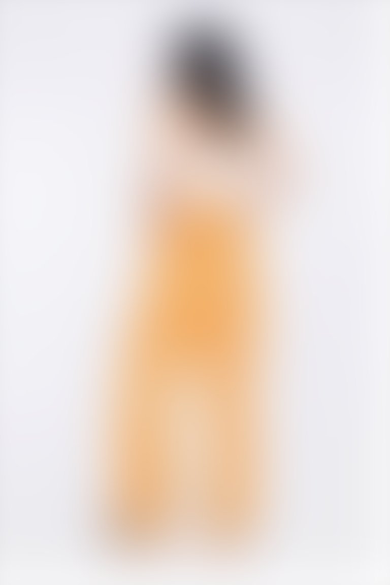 Special Pattern Orange Satin Trousers With Binding Detail Cord Nib Tassel Decoration 