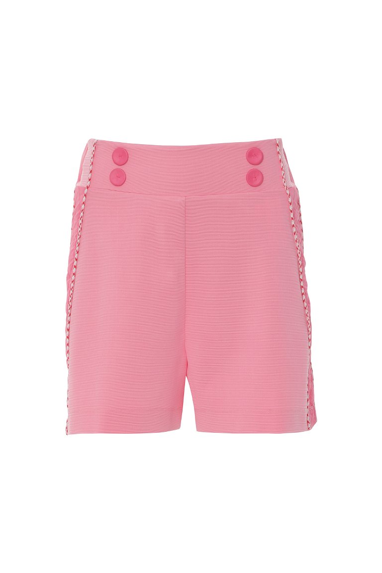 GIZIA SPORT - Pink Shorts with Back Waist Rubber With Ornamental Buttons 