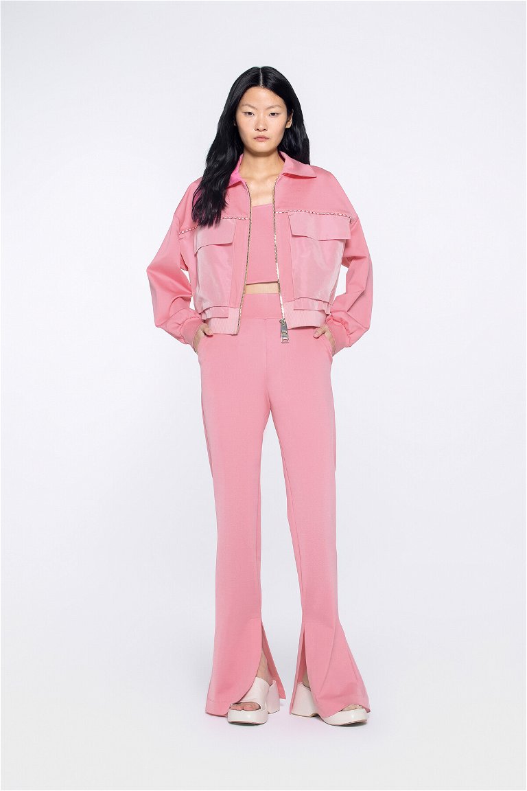 GIZIA SPORT - Pink Jacket With Collar And Hem Camisole 