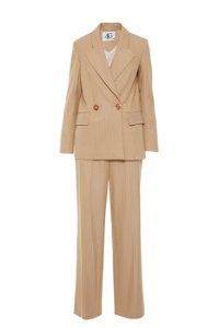 4G CLASSIC - Striped Beige Suit with Corseted Blazer Jacket