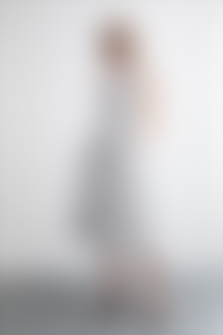 KIWE - Sleeveless Polka Dot Patterned White Midi Length Dress With Wide Collar