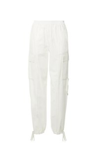 GIZIA SPORT - Ecru Cargo Pants With Neon Green Lace Up Detail
