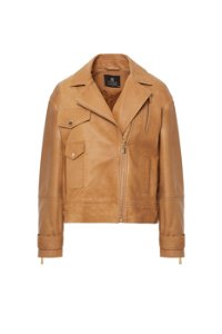 GIZIA - Brown Leather Jacket With Zipper Accessories