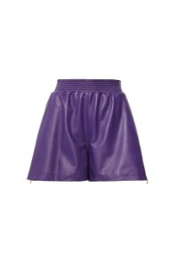 GIZIA - Purple Leather Shorts With Elastic Waist and Side Zipper Slits
