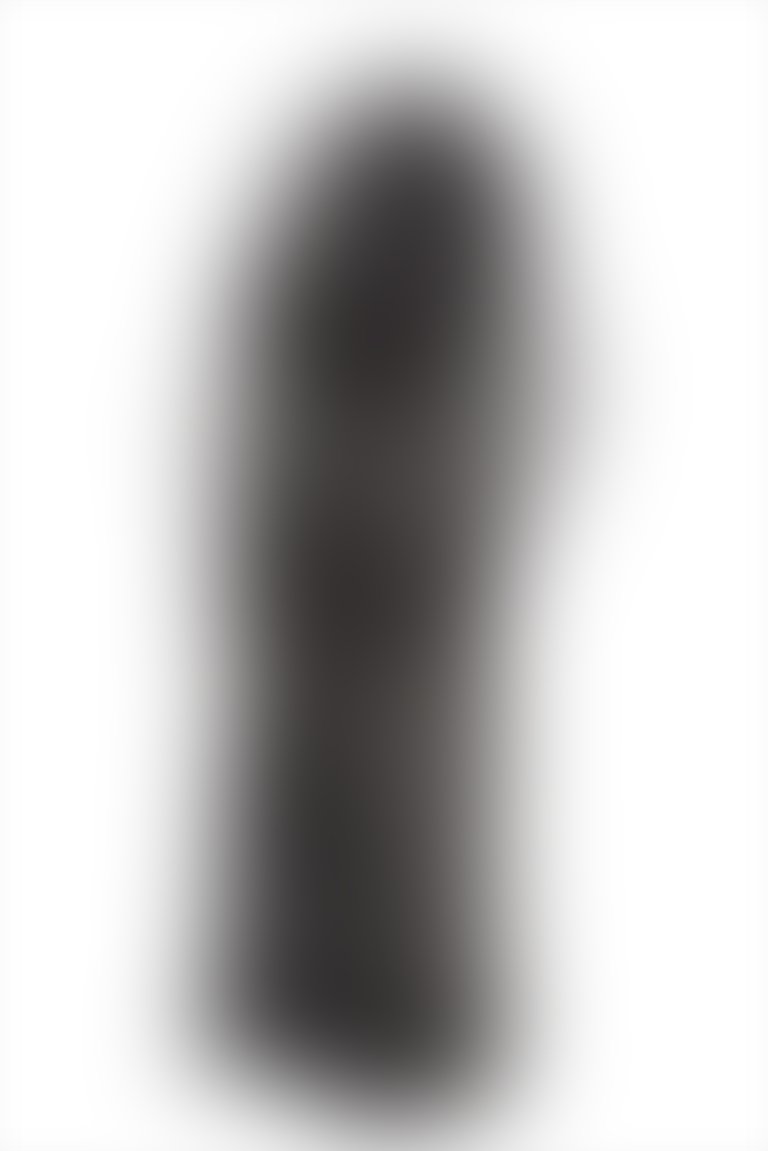 Pembe İnci Düğme Detaylı Uzun Siyah Organze Ceket