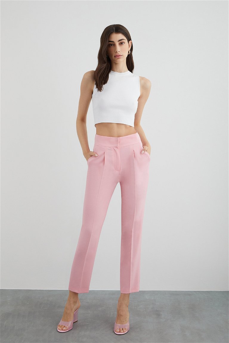 GIZIA - Pink Carrot Trousers with Pleat Detail
