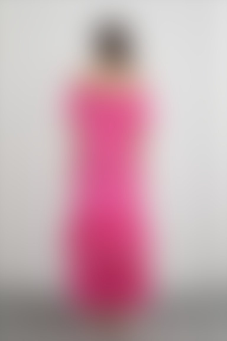 Çizgili Şerit Detaylı Kayık Yaka Pembe Poplin Elbise