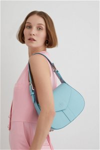 GIZIA - Blue Leather Bag With Buckle Detailed Inside Pocket