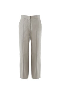 GIZIA - Beige Leather Trousers With Front Stitching Detail