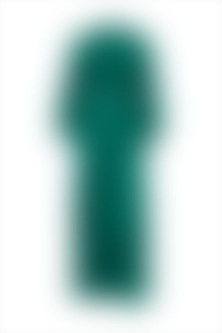 Ön Beden Nervür Detaylı Yakası İşlemeli Kuşaklı Yeşil Elbise